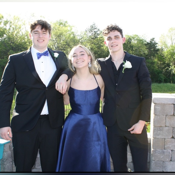 Selling Dillards Navy Prom Dress. Worn only for a couple hours. - Picture 2 of 3